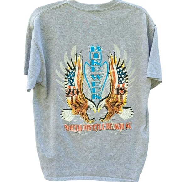 2015 Bike Week T Shirt North Myrtle Beach SC Gray Size Large - Picture 7 of 7